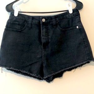 Black denim cutoff shorts